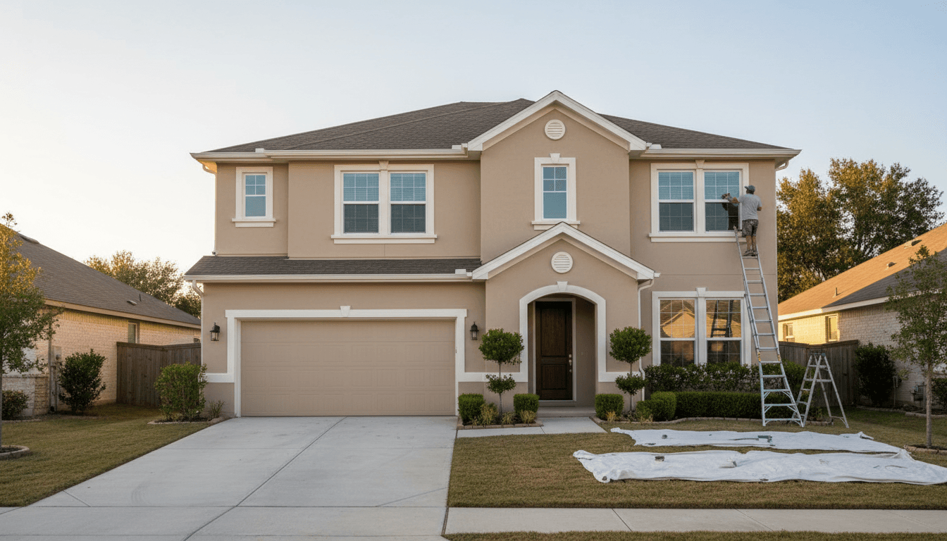 Freshly painted house with clean windows